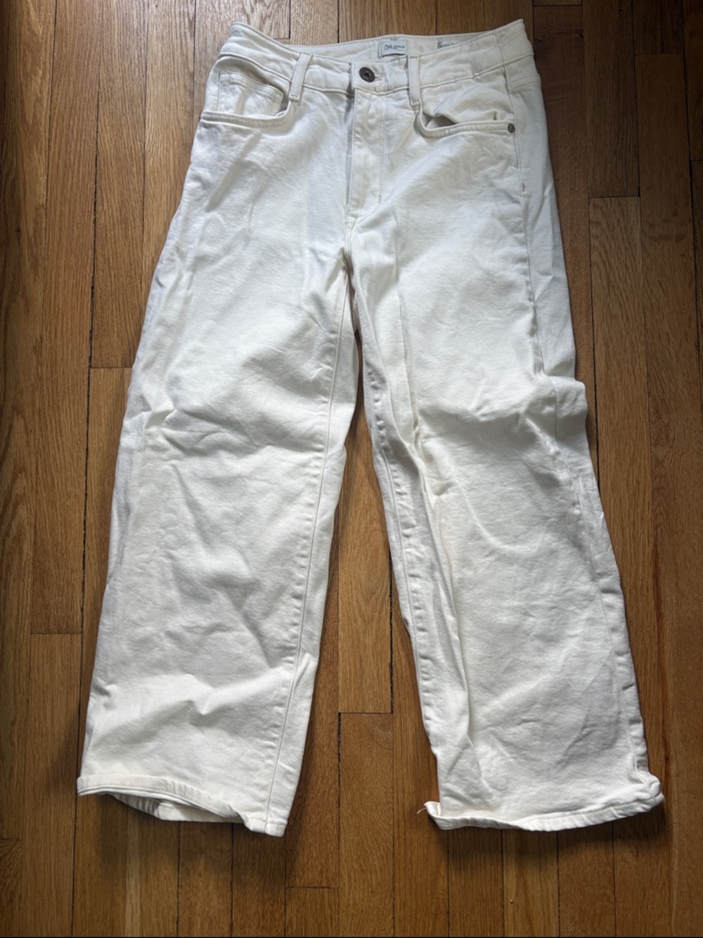 J. Jill Off-White High-Rise Full-Leg Crop Jeans